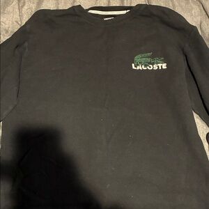 Lacoste Black Crew Neck Shirt with Green Logo